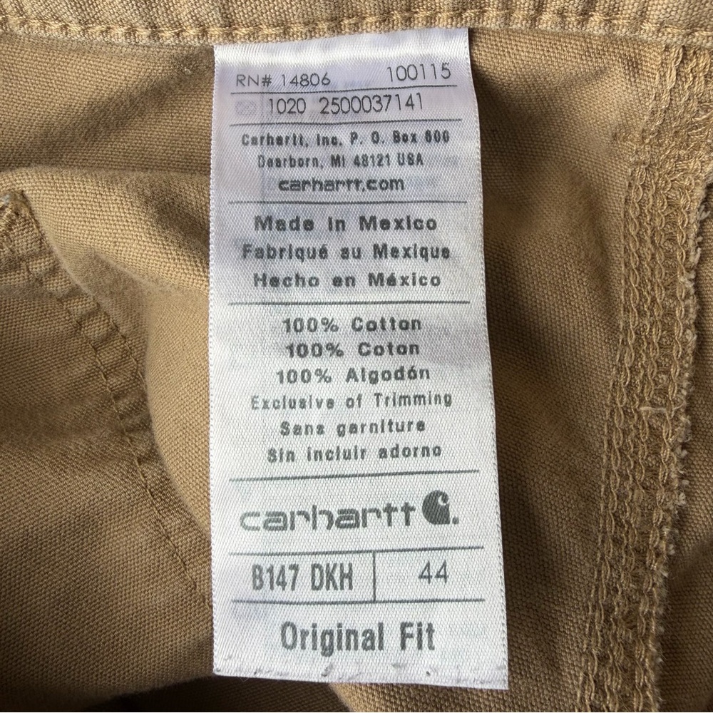Carhartt B147 DKH Tan Canvas Carpenter Work Shorts Original Fit Mens 44 - Picture 4 of 8